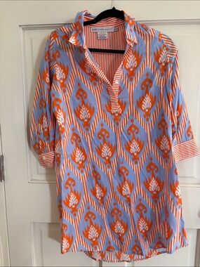 Gretchen Scott Blue & Orange Ikat Tunic dress
